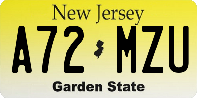 NJ license plate A72MZU