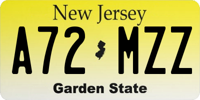 NJ license plate A72MZZ