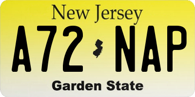 NJ license plate A72NAP