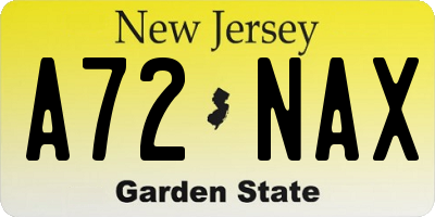 NJ license plate A72NAX