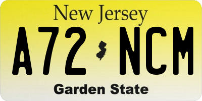 NJ license plate A72NCM