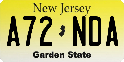 NJ license plate A72NDA