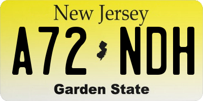NJ license plate A72NDH