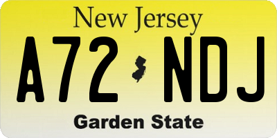 NJ license plate A72NDJ