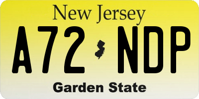 NJ license plate A72NDP