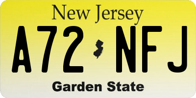 NJ license plate A72NFJ