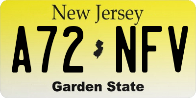 NJ license plate A72NFV