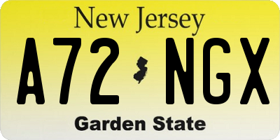 NJ license plate A72NGX