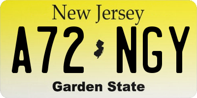 NJ license plate A72NGY