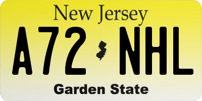 NJ license plate A72NHL