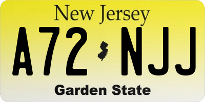 NJ license plate A72NJJ