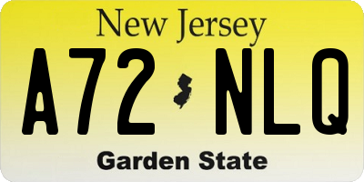 NJ license plate A72NLQ