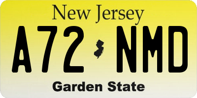 NJ license plate A72NMD