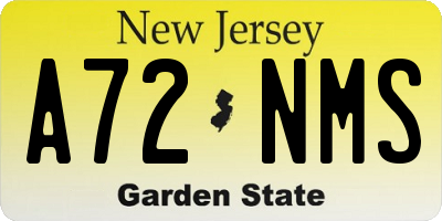 NJ license plate A72NMS