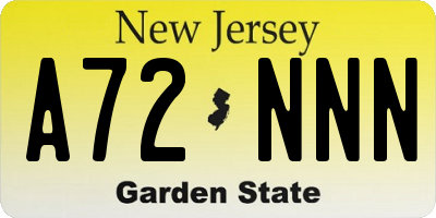 NJ license plate A72NNN