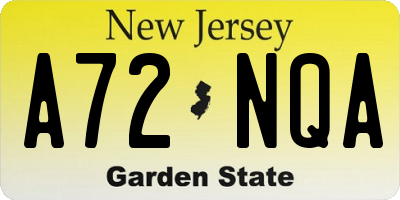 NJ license plate A72NQA