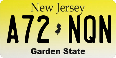 NJ license plate A72NQN