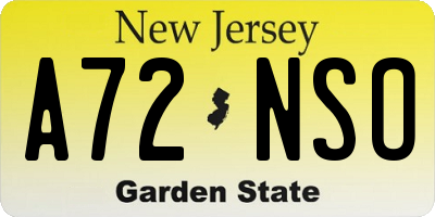 NJ license plate A72NSO