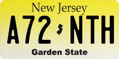 NJ license plate A72NTH