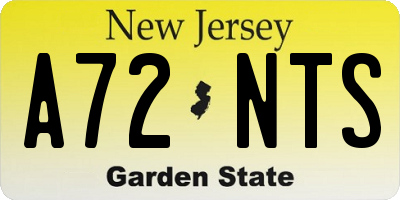 NJ license plate A72NTS