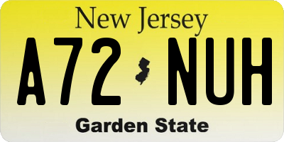 NJ license plate A72NUH