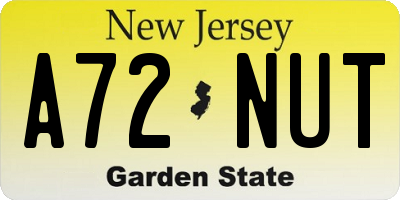 NJ license plate A72NUT