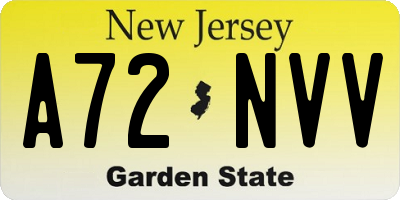NJ license plate A72NVV