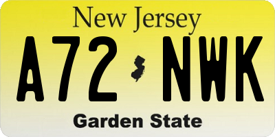 NJ license plate A72NWK