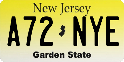 NJ license plate A72NYE