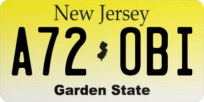 NJ license plate A72OBI