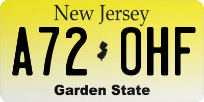 NJ license plate A72OHF