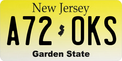NJ license plate A72OKS