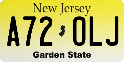 NJ license plate A72OLJ