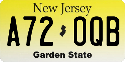 NJ license plate A72OQB