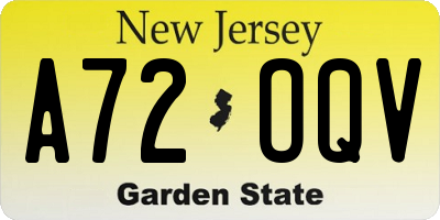 NJ license plate A72OQV