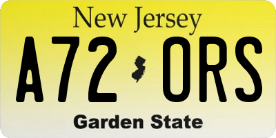 NJ license plate A72ORS