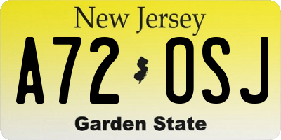 NJ license plate A72OSJ