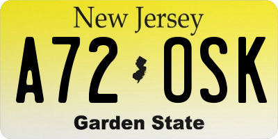 NJ license plate A72OSK