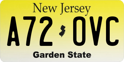 NJ license plate A72OVC