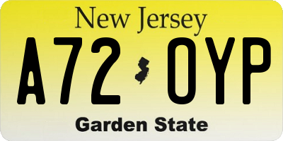 NJ license plate A72OYP