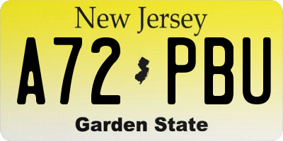 NJ license plate A72PBU
