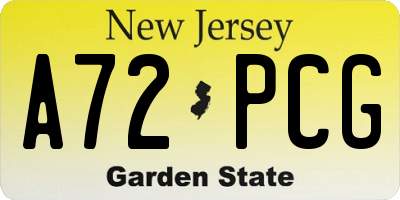 NJ license plate A72PCG