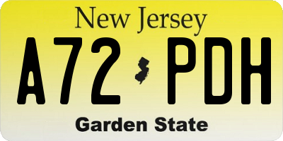 NJ license plate A72PDH