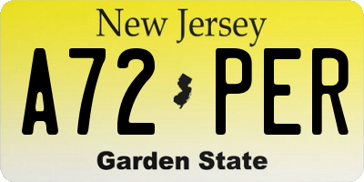 NJ license plate A72PER