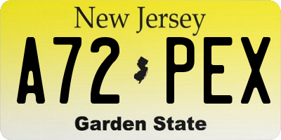 NJ license plate A72PEX