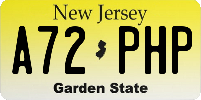 NJ license plate A72PHP