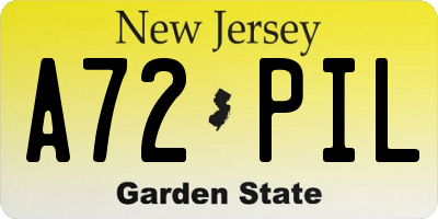 NJ license plate A72PIL