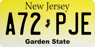 NJ license plate A72PJE