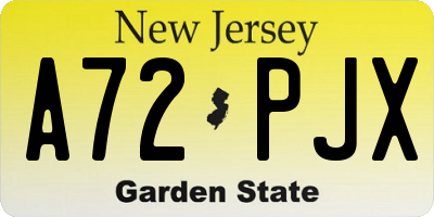 NJ license plate A72PJX