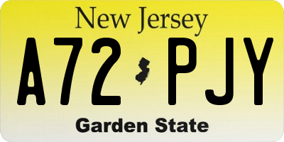 NJ license plate A72PJY